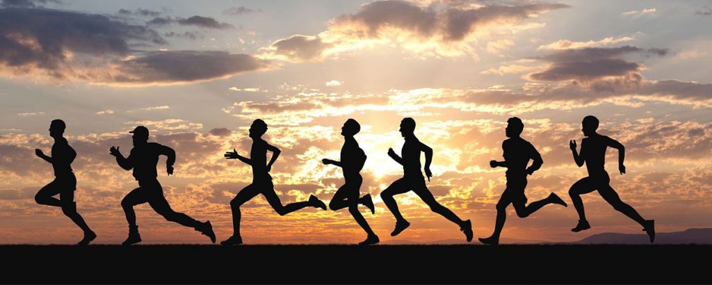 A group of men running