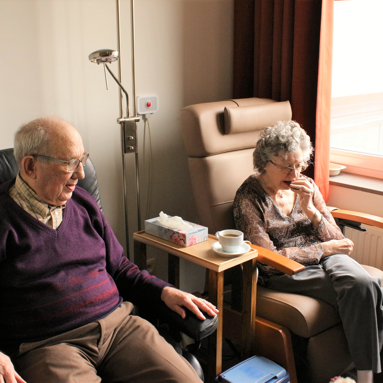 Elderly couple in a care home